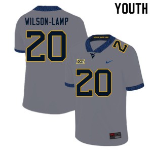 Youth WVU #20 Andrew Wilson-Lamp Gray Official Jersey 317686-653