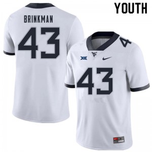 Youth West Virginia Mountaineers #43 Austin Brinkman White Embroidery Jerseys 415632-933