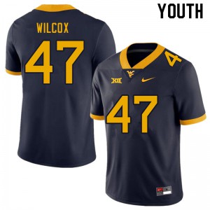 Youth West Virginia University #47 Avery Wilcox Navy NCAA Jerseys 120183-476