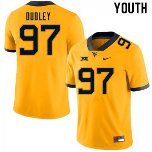 Youth West Virginia #97 Brayden Dudley Gold Stitched Jersey 663785-999