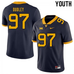 Youth West Virginia Mountaineers #97 Brayden Dudley Navy Official Jersey 221676-883