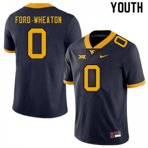 Youth West Virginia #0 Bryce Ford-Wheaton Navy Football Jerseys 210811-232