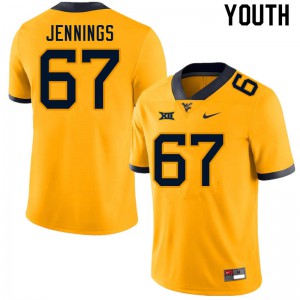 Youth WVU #67 Chez Jennings Gold NCAA Jersey 141355-739