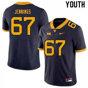 Youth West Virginia Mountaineers #67 Chez Jennings Navy NCAA Jersey 159297-527