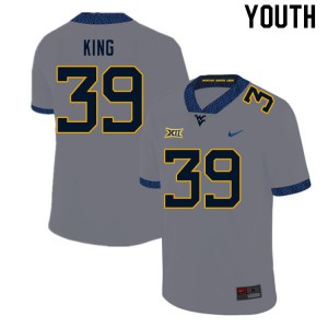 Youth West Virginia Mountaineers #39 Danny King Gray College Jerseys 855485-701