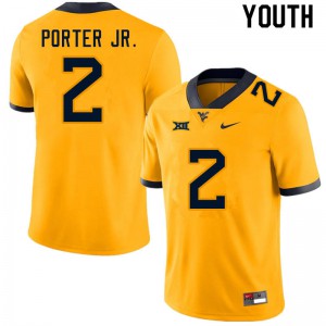 Youth West Virginia University #2 Daryl Porter Jr. Gold NCAA Jerseys 171511-188