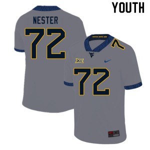 Youth West Virginia University #72 Doug Nester Gray Stitch Jersey 831253-456