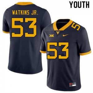 Youth West Virginia University #53 Eddie Watkins Jr. Navy Stitched Jersey 899357-112