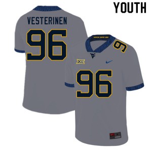 Youth WVU #96 Edward Vesterinen Gray Official Jerseys 609336-261