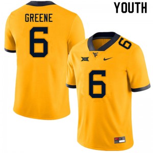 Youth WVU #6 Garrett Greene Gold Football Jersey 175951-176