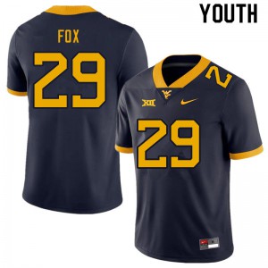 Youth West Virginia #29 Preston Fox Navy Stitched Jerseys 377902-549