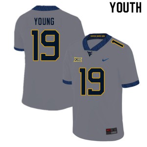 Youth WVU #19 Scottie Young Gray Player Jersey 308846-581
