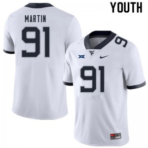 Youth West Virginia Mountaineers #91 Sean Martin White Player Jersey 162340-329