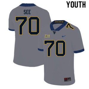 Youth WVU #70 Shaun See Gray Stitch Jerseys 332292-234