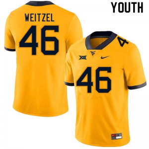 Youth West Virginia University #46 Trace Weitzel Gold NCAA Jerseys 788767-821