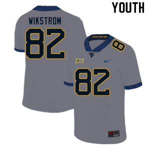 Youth West Virginia Mountaineers #82 Victor Wikstrom Gray Official Jersey 640037-250