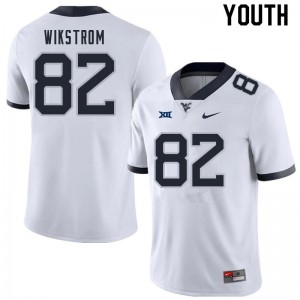Youth West Virginia #82 Victor Wikstrom White Embroidery Jersey 477654-530