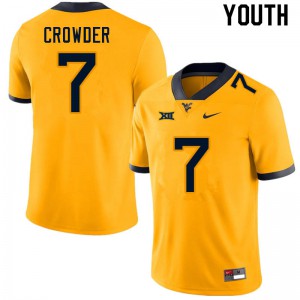 Youth West Virginia University #7 Will Crowder Gold Stitch Jerseys 673880-167