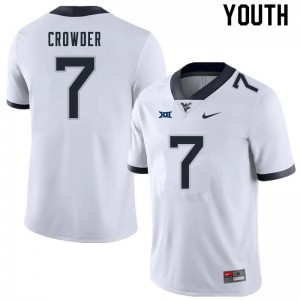 Youth WVU #7 Will Crowder White Football Jersey 351328-245
