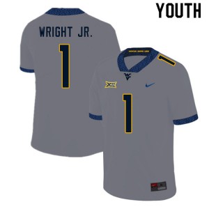 Youth WVU #1 Winston Wright Jr. Gray Football Jersey 879456-230