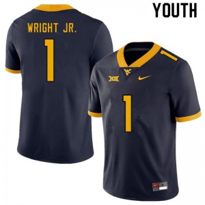 Youth West Virginia University #1 Winston Wright Jr. Navy NCAA Jerseys 492999-889