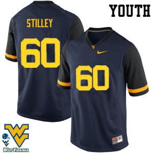 Youth WVU #60 Adam Stilley Navy Football Jerseys 303159-608