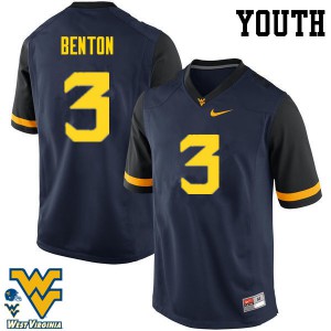Youth West Virginia Mountaineers #3 Al-Rasheed Benton Navy Stitch Jerseys 113754-347