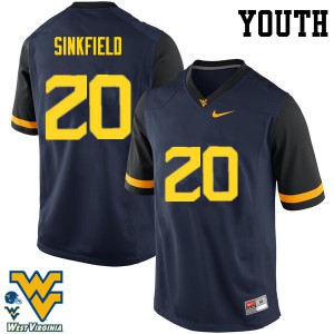 Youth West Virginia Mountaineers #20 Alec Sinkfield Navy Stitch Jersey 542532-152