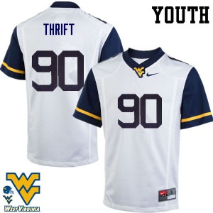 Youth West Virginia Mountaineers #90 Brenon Thrift White College Jerseys 364840-643