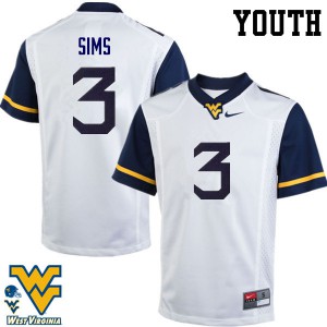 Youth WVU #3 Charles Sims White NCAA Jersey 415800-126