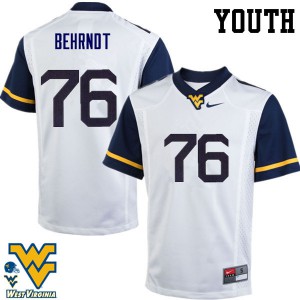 Youth West Virginia #76 Chase Behrndt White Football Jersey 150298-781