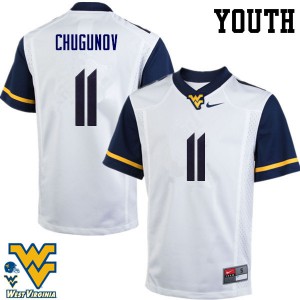 Youth West Virginia University #11 Chris Chugunov White University Jersey 586866-212