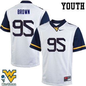 Youth West Virginia Mountaineers #95 Christian Brown White Football Jerseys 710918-845