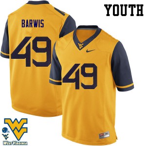 Youth West Virginia University #49 Connor Barwis Gold Player Jerseys 671274-930