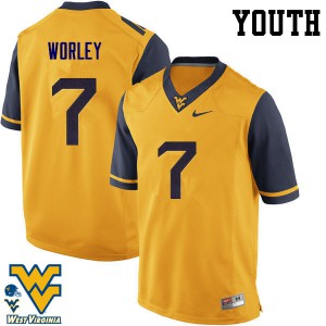 Youth West Virginia #7 Daryl Worley Gold University Jersey 898468-347