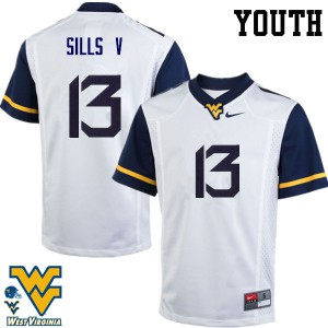 Youth West Virginia #13 David Sills V White College Jerseys 524297-460