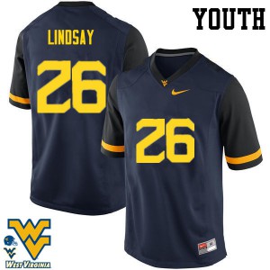 Youth West Virginia Mountaineers #26 Deamonte Lindsay Navy Embroidery Jersey 813618-167
