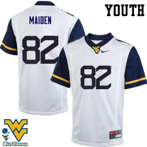 Youth West Virginia Mountaineers #82 Dominique Maiden White Embroidery Jersey 262408-639
