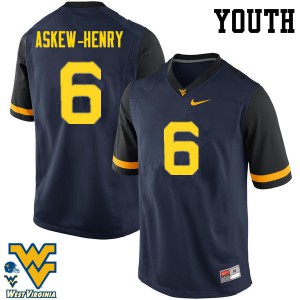 Youth West Virginia #6 Dravon Askew-Henry Navy Embroidery Jerseys 477178-906