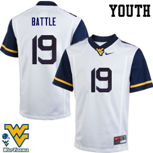 Youth West Virginia University #19 Elijah Battle White Alumni Jersey 432211-779