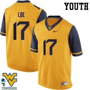 Youth West Virginia #17 Exree Loe Gold Stitch Jerseys 173467-933