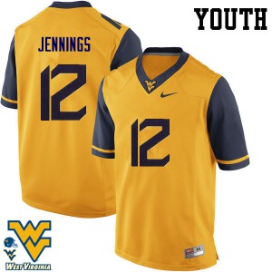 Youth West Virginia University #12 Gary Jennings Gold University Jerseys 842087-119