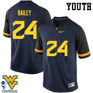Youth West Virginia University #24 Hakeem Bailey Navy High School Jersey 355525-575