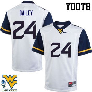 Youth West Virginia #24 Hakeem Bailey White Stitched Jersey 331931-263