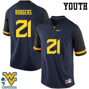 Youth West Virginia #21 Ira Errett Rodgers Navy University Jersey 490086-958