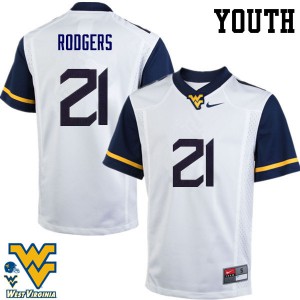 Youth West Virginia Mountaineers #21 Ira Errett Rodgers White Stitch Jerseys 129366-551
