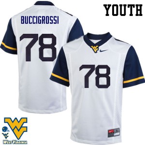 Youth West Virginia Mountaineers #78 Jacob Buccigrossi White Stitch Jerseys 874297-980