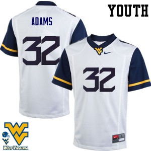 Youth WVU #32 Jacquez Adams White Player Jersey 715148-977