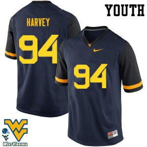 Youth West Virginia University #94 Jalen Harvey Navy University Jersey 151791-692
