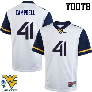 Youth West Virginia #41 Jonah Campbell White Embroidery Jersey 895963-106